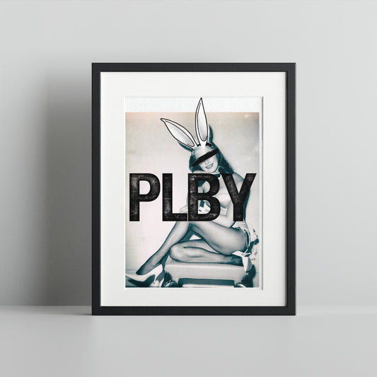 Vintage PLBY Bunny Artwork Print in Black Frame
