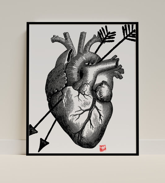 Heart with Arrows Graphic Framed Art Print Decor