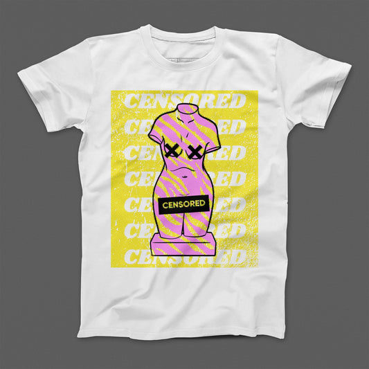 Censored Graphic Print Short Sleeve White T-Shirt