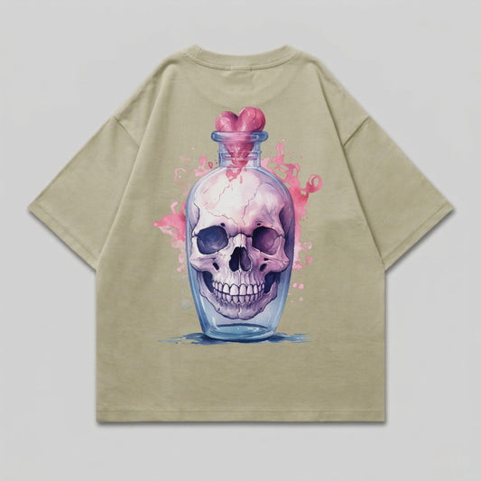 Skull Bottle Heart Pink Splash Design Beige product type
