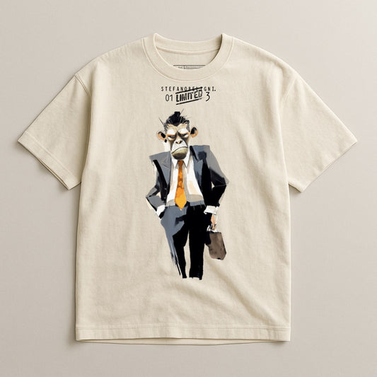Cartoon Business Monkey Graphic T-Shirt for Men
