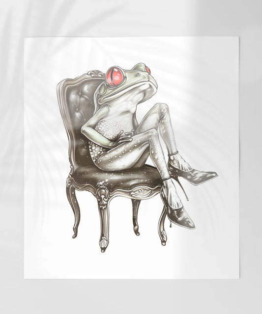 Stylish Frog Relaxing in Chair Illustration Art Print