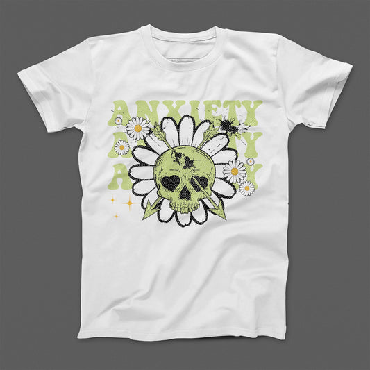 Skull and Daisy Anxiety Artwork Casual Tee Apparel