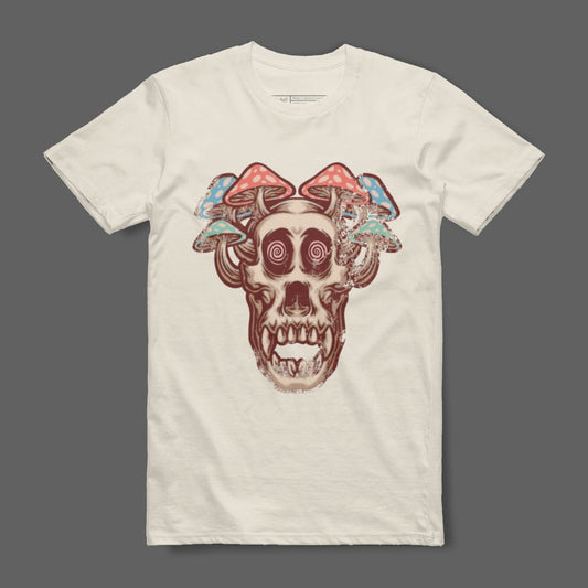 Psychedelic Skull with Mushrooms Graphic Shirt