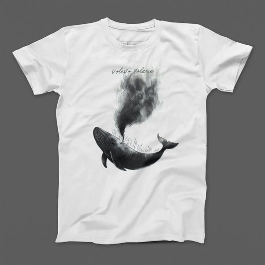 Volevo Volare Whale Graphic T-Shirt for Casual Wear