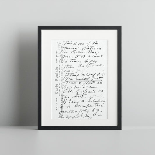 Handwritten Postcard Wall Art in Modern Black Frame