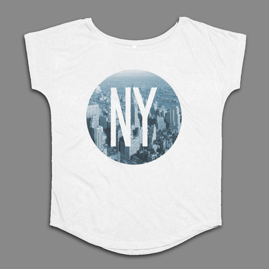 NY Skyline Graphic Print Women's Short Sleeve Shirt