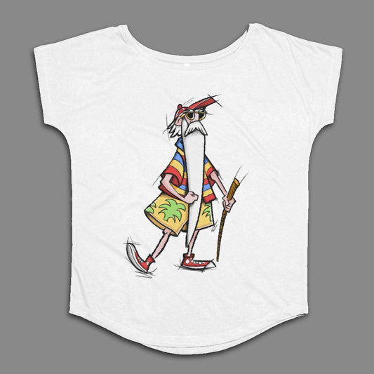 Cool Cartoon Grandpa with Cane Graphic T-shirt