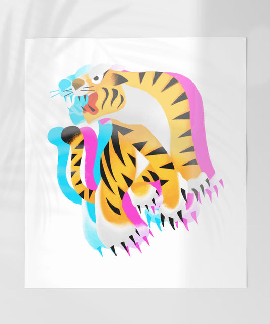 Colorful Multilayered Tiger Artwork Wall Decor