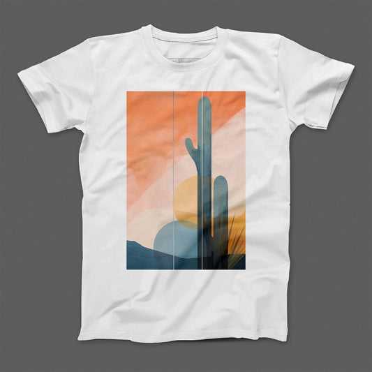 Abstract Desert Cactus Landscape Graphic T-Shirt