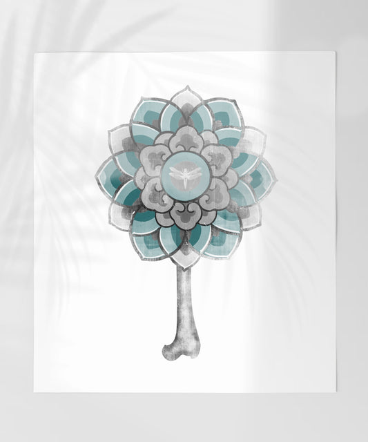 Abstract Floral Design with Dragonfly Print Poster