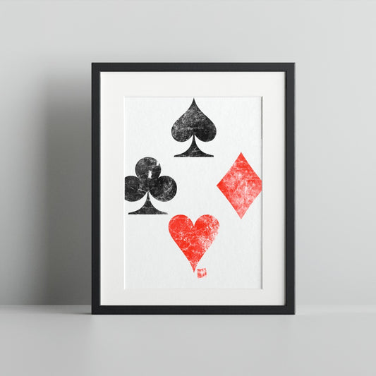 Vintage Playing Card Suits Print Wall Art Decor