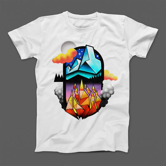 Colorful Geometric Mountain and Forest T-shirt