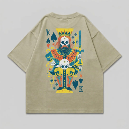 Skeleton King Spade Card Crown Sword Graphic T-shirt product type
T-shirt, Graphic Tee, Skeleton King, King of Spades, Playing Card, Skull Art, Crown Design, Sword Graphic, Oversized Shirt, Streetwear Fashion, Unique T-shirt, Card Game Theme, Poker Inspired, Beige Shirt, Khaki Top, Gothic Style Tee, Dark Aesthetic, Vintage Style, Mens T-shirt, Unisex Graphic