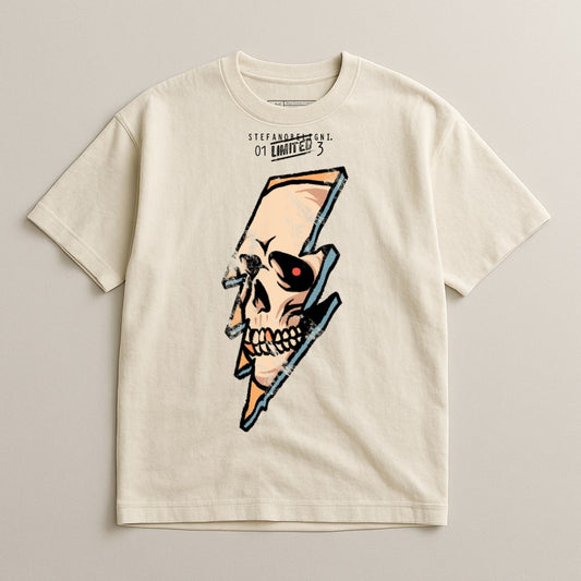 Skull and Lightning Graphic Mens Tee
