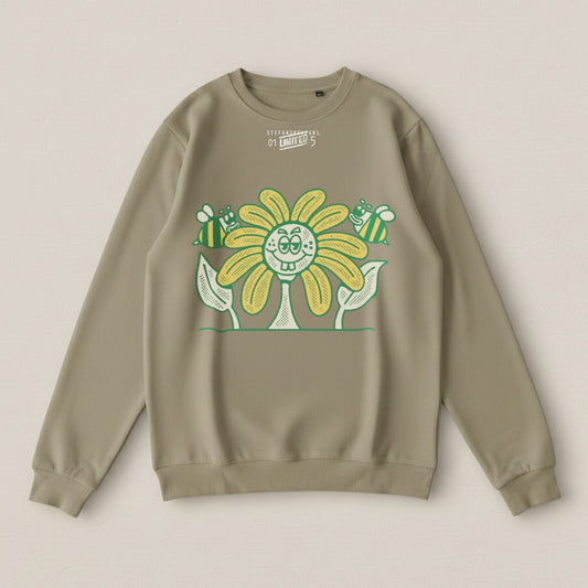 Happy Flower and Bees Design Long Sleeve Shirt