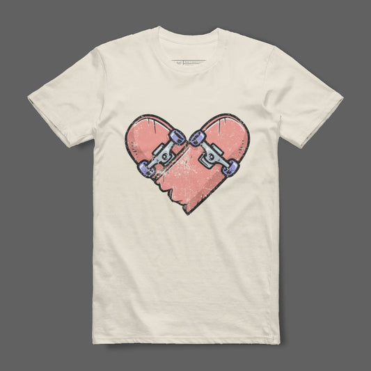 Heart Broken Skateboard Design Casual Tee