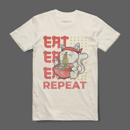 Eat Ramen Repeat Graphic Tee Casual Clothing