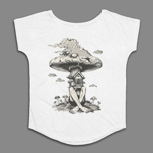 Surreal Mushroom House Design Graphic T-Shirt