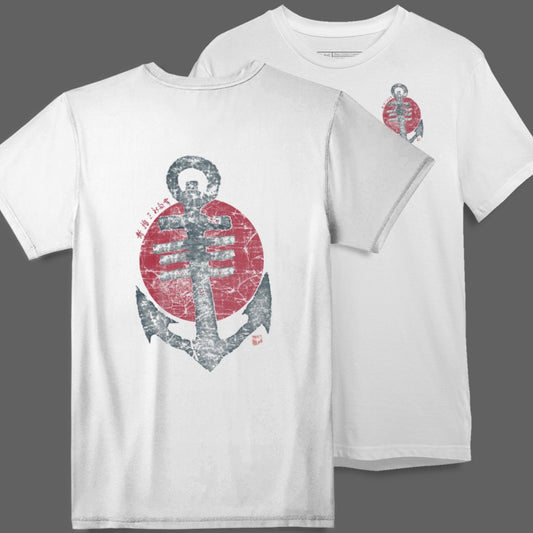 Vintage Anchor Design on White T-shirt