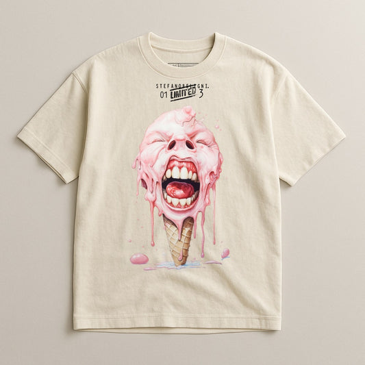 Screaming Melting Ice Cream Face Graphic Tee