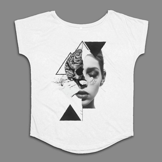 Abstract Artistic Face and Brain Graphic T-Shirt