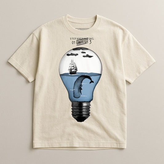 Whale and Ship in Light Bulb Graphic Limited Edition Shirt