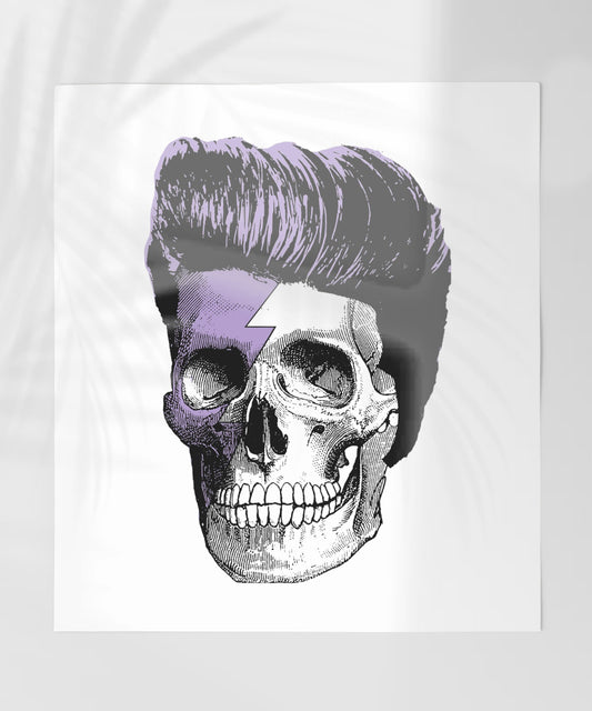 Skull with Hair and Lightning Bolt Digital Artwork Print