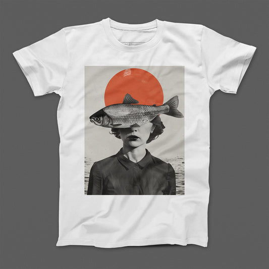 Surreal Fish Head Graphic Unisex T-Shirt Design