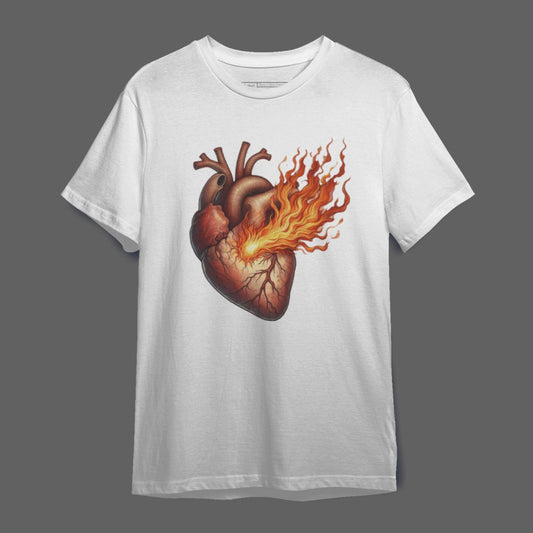 Flaming Heart Graphic Design T-Shirt Product