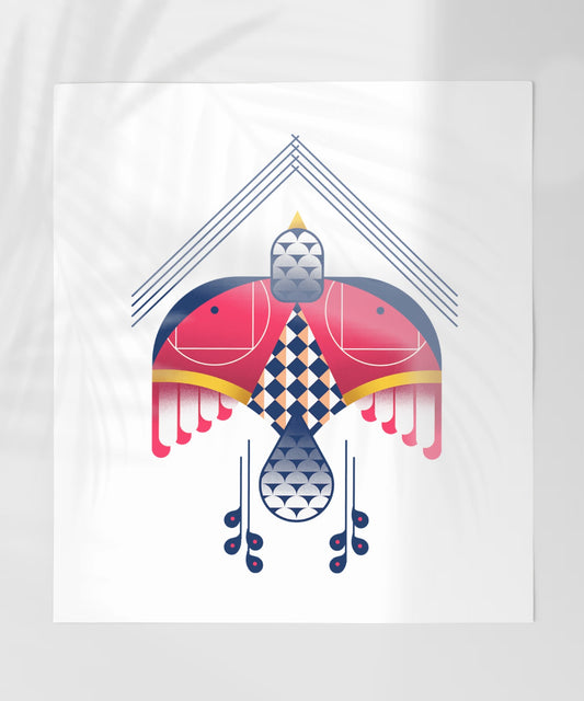 Abstract Geometric Symmetrical Bird Art Print Decor