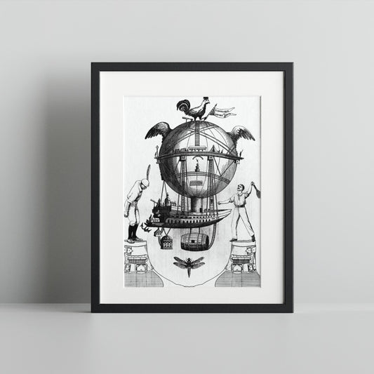 Vintage Nautical Globe Artwork Illustration Print