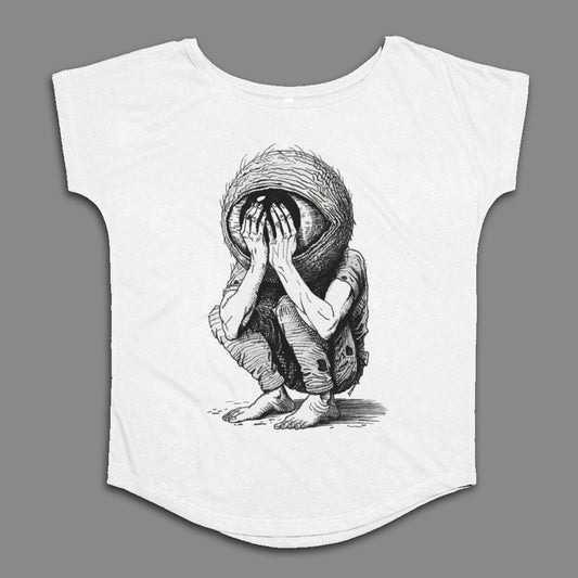 Surreal Artwork Crouched Figure Vintage Style Apparel