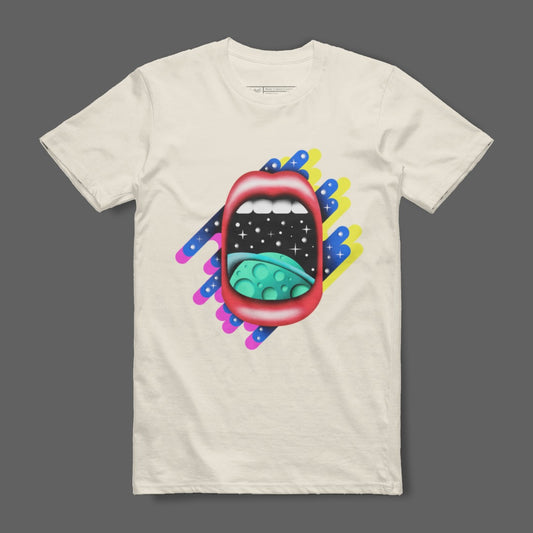Colorful Mouth and Space Graphic T-shirt
