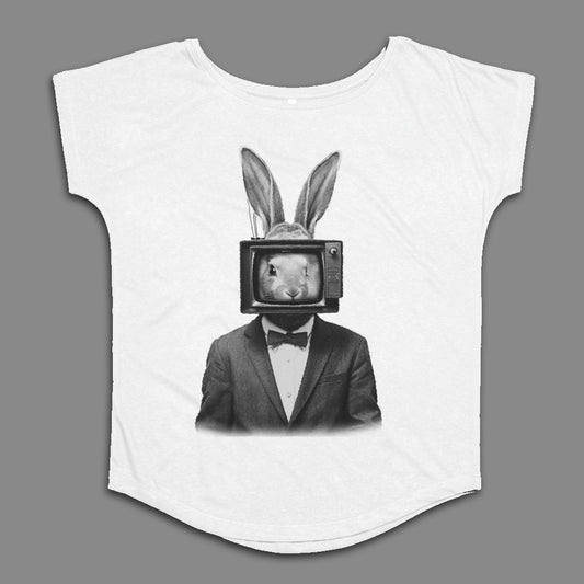 Rabbit TV Head Anthropomorphic Graphic Tee
