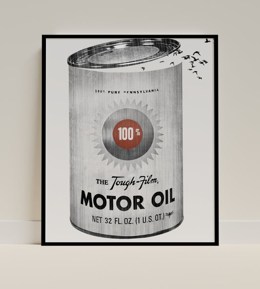 Vintage Motor Oil Can Art Print Retro Wall Decor