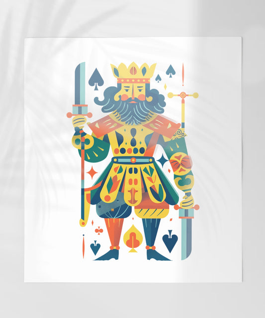 Colorful King of Spades Playing Card Art Print