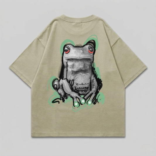 Striking Red Eye Frog Grayscale Green Swirls product type