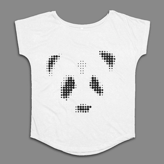 Cute Panda Faced Print on White T-Shirt product