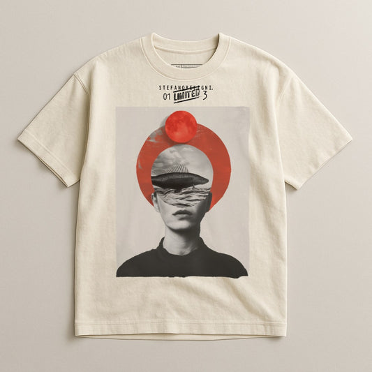Surreal Double Exposure Portrait Graphic Print T-Shirt