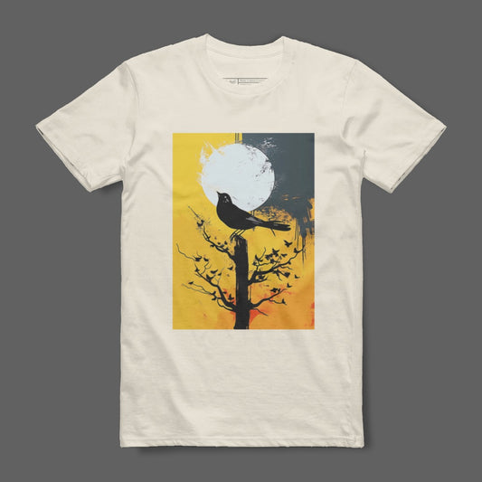 Artistic Bird Perched on Tree T-Shirt Product