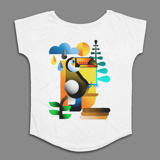 Colorful Toucan Graphic Print Short Sleeve Shirt