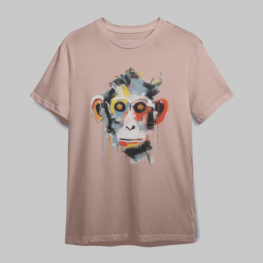 Colorful Abstract Monkey Face Graphic T-shirt