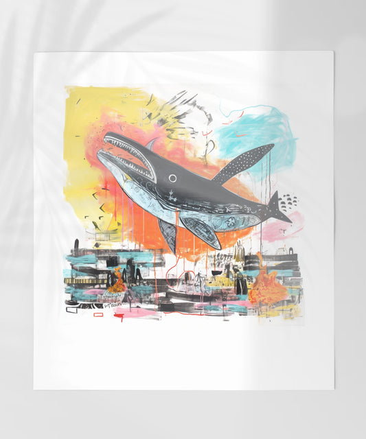 Colorful Whale Illustration Splash Art Print product type