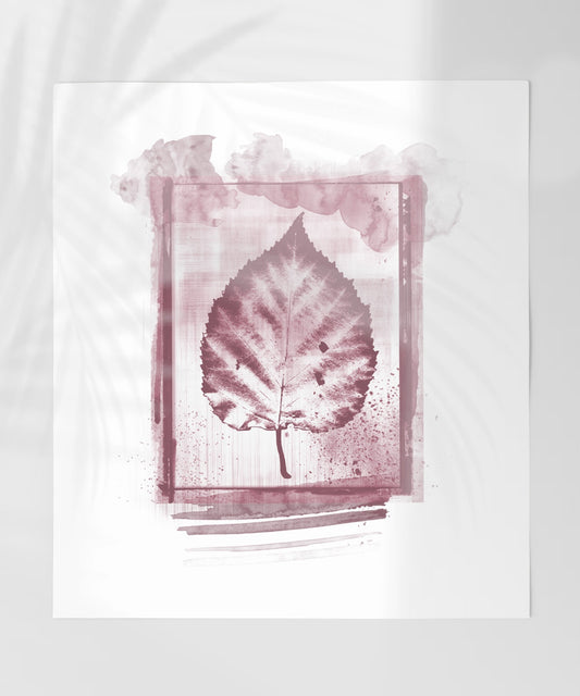 Abstract Pink Leaf Art Print Nature-Inspired Poster