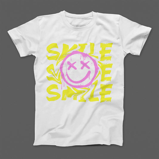 Smile Face Design with Yellow Lettering T-Shirt