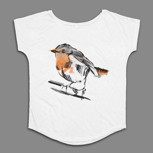 Handcrafted Bird Illustration White Graphic Tee