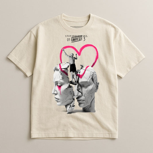 Abstract Art Heart and Statues Graphic T-Shirt