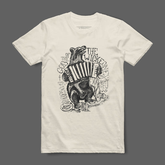 Stylish Bear Playing Accordion Graphic Tee