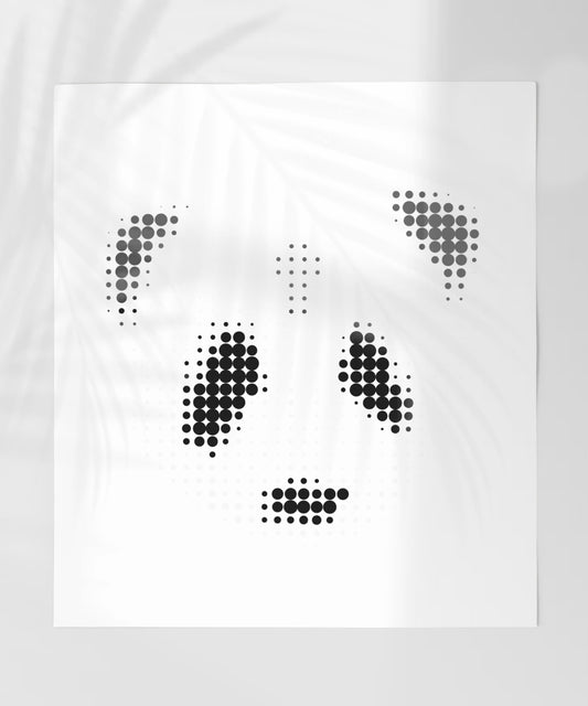 Minimalist Dotted Panda Face Wall Art Poster